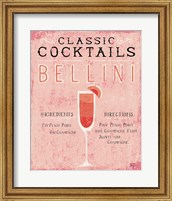 Framed Classic Cocktails Bellini Pink