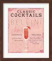 Framed Classic Cocktails Bellini Pink
