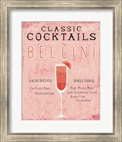 Framed 'Classic Cocktails Bellini Pink' border=