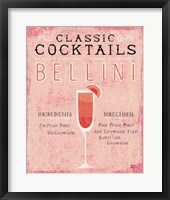 Framed 'Classic Cocktails Bellini Pink' border=