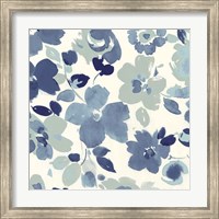 Framed Soft Blue Florals III