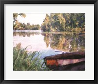 Framed Rowboat Pond Landscape