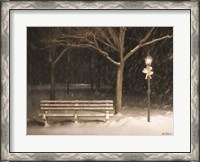 Framed Snowy Bench