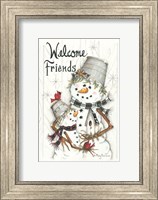 Framed Welcome Friends Snowmen