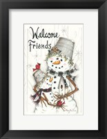 Framed Welcome Friends Snowmen