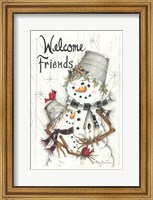 Framed Welcome Friends Snowmen