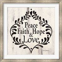 Framed Peace Faith Hope & Love