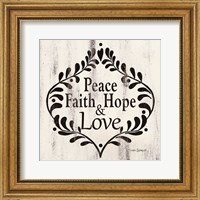 Framed Peace Faith Hope & Love