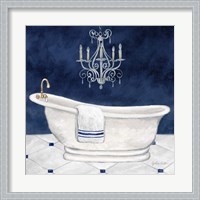 Framed Navy Blue Bath I