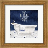 Framed 'Navy Blue Bath I' border=