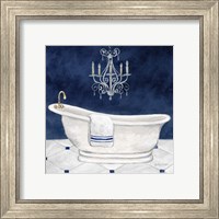 Framed Navy Blue Bath I