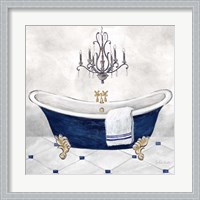 Framed Navy Blue Bath II