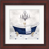 Framed Navy Blue Bath II