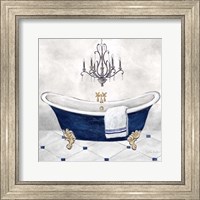 Framed Navy Blue Bath II