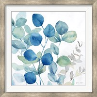 Framed Eucalyptus Leaves Navy I