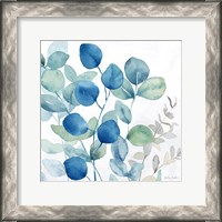 Framed Eucalyptus Leaves Navy I