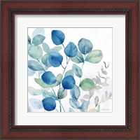 Framed Eucalyptus Leaves Navy I