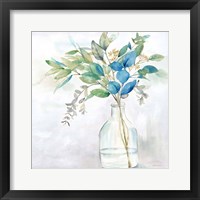 Framed 'Eucalyptus Vase Navy I' border=