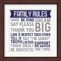 Framed Family Rules II Blue Gray