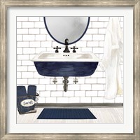 Framed Farmhouse Bath II Navy-Sink