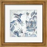 Framed 'Watercolor Boho Blue Hummingbird I' border=