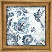 Framed 'Watercolor Boho Blue Hummingbird II' border=