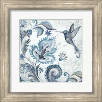 Framed 'Watercolor Boho Blue Hummingbird II' border=