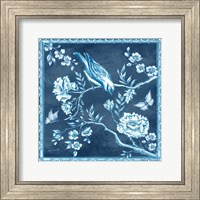 Framed Chinoiserie Tile Blue I