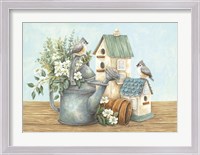 Framed Watering Can and Chickadees