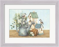 Framed Watering Can and Chickadees