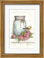 Framed Goldfinch and Flowers