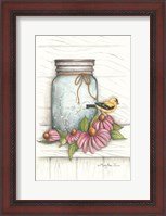 Framed Goldfinch and Flowers