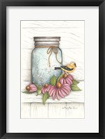 Framed Goldfinch and Flowers