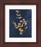 Framed Botanical Study II Gold Navy