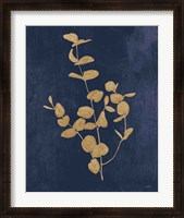 Framed Botanical Study II Gold Navy