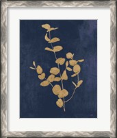 Framed Botanical Study II Gold Navy