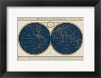 Framed Torkingtons World Map Indigo Globes