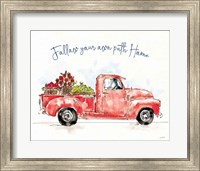 Framed Americana Mood VIII Red Truck Blue