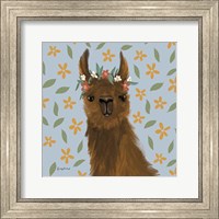 Framed Delightful Alpacas II Floral Crop