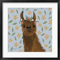 Framed Delightful Alpacas II Floral Crop