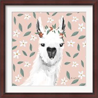 Framed Delightful Alpacas I Floral Crop
