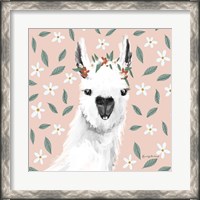 Framed Delightful Alpacas I Floral Crop
