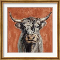 Framed Highland Cow on Terracotta