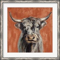 Framed Highland Cow on Terracotta