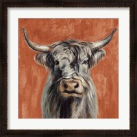 Framed Highland Cow on Terracotta