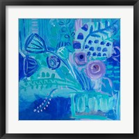 Framed Blue Flora Abstract