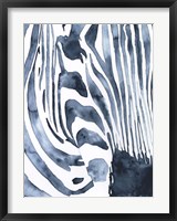 Framed Indigo Zebra I