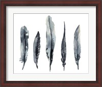 Framed Indigo Feathers I