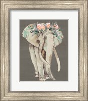 Framed Flower Crown Elephant I