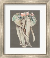 Framed 'Flower Crown Elephant I' border=